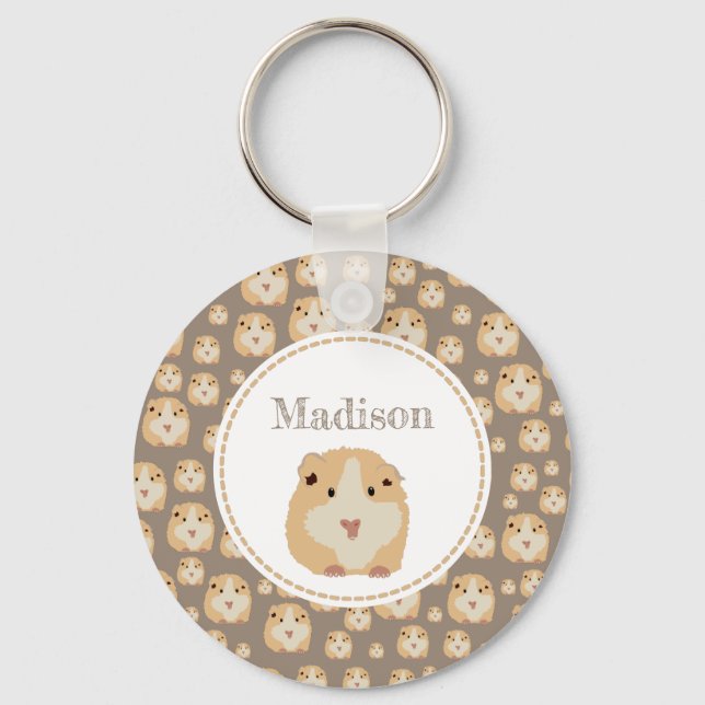 Personalised Cute Hamster Pattern  Key Ring (Front)