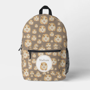 Personalised Cute Hamster Pattern Name Printed Backpack
