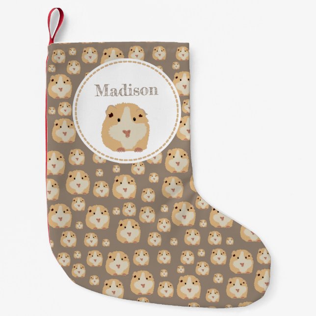 Personalised Cute Hamster Pattern   Small Christmas Stocking (Front)