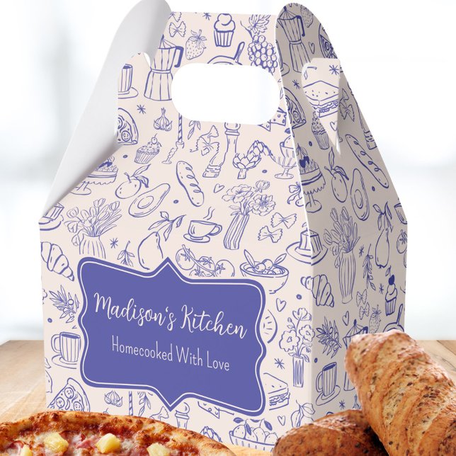 Personalised Cute Hand Drawn Food Favour Box (In situ)