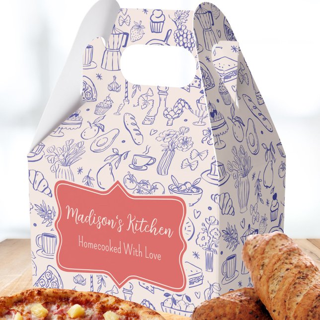 Personalised Cute Hand Drawn Food Favour Box (In situ)