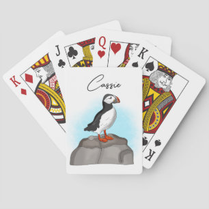Personalised Cute Hand drawn Puffin Playing Cards