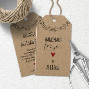 Personalised Cute "Handmade For You" Kraft Gift Tags