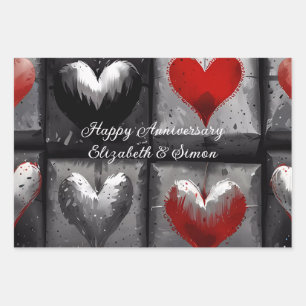 Personalised Cute Happy Anniversary  Wrapping Paper Sheet