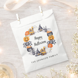 Personalised Cute Happy Halloween Illustration Favour Bags