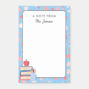 Personalised Cute Hearts Teacher Back to School Post-it Notes