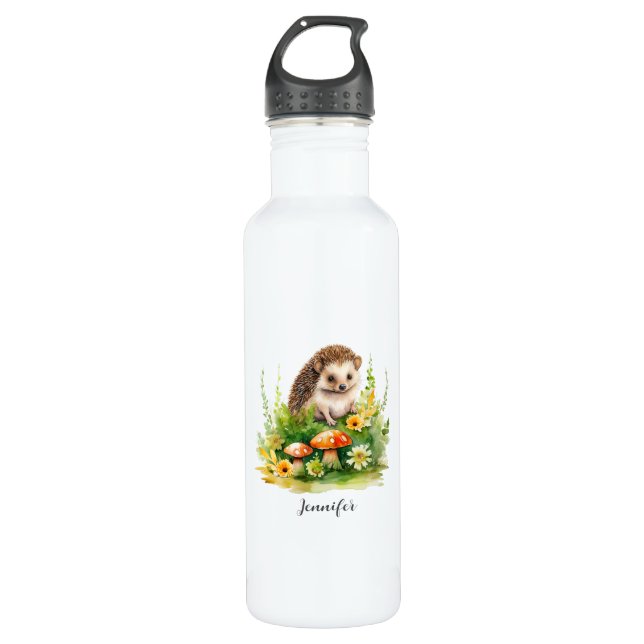 Personalised Cute Hedgehog 710 Ml Water Bottle (Front)