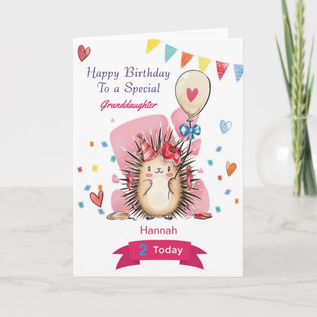Personalised Cute Hedgehog Birthday Card (Front)