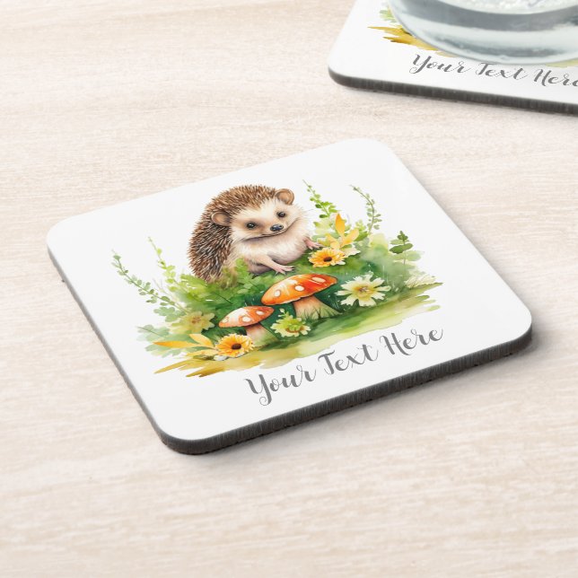 Personalised Cute Hedgehog Coaster (Left Side)