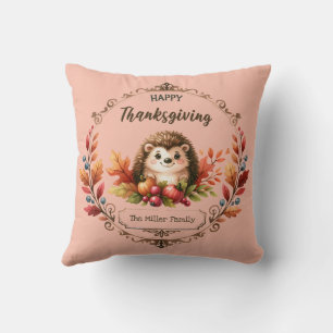 Personalised Cute Hedgehog Happy Thanksgiving Cushion