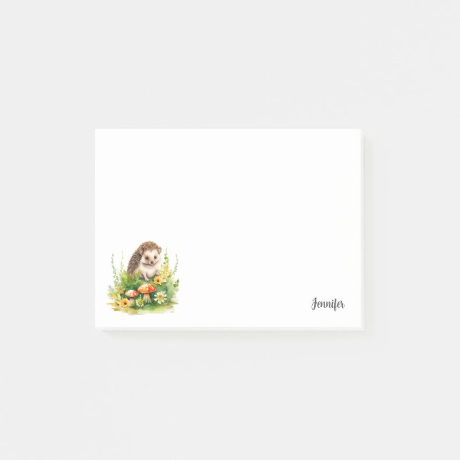 Personalised Cute Hedgehog Post-it Notes (Front)