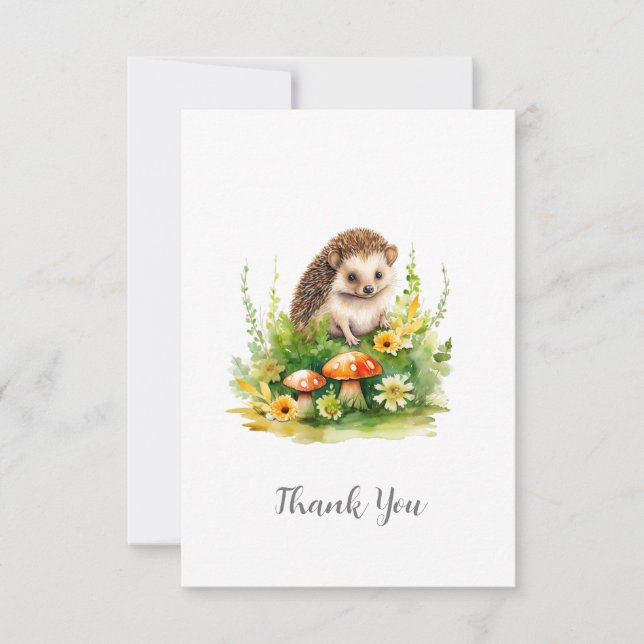 Personalised Cute Hedgehog Thank You Card (Front)
