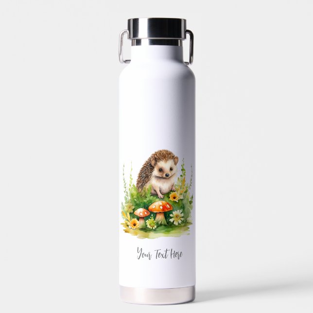 Personalised Cute Hedgehog Water Bottle (Front)