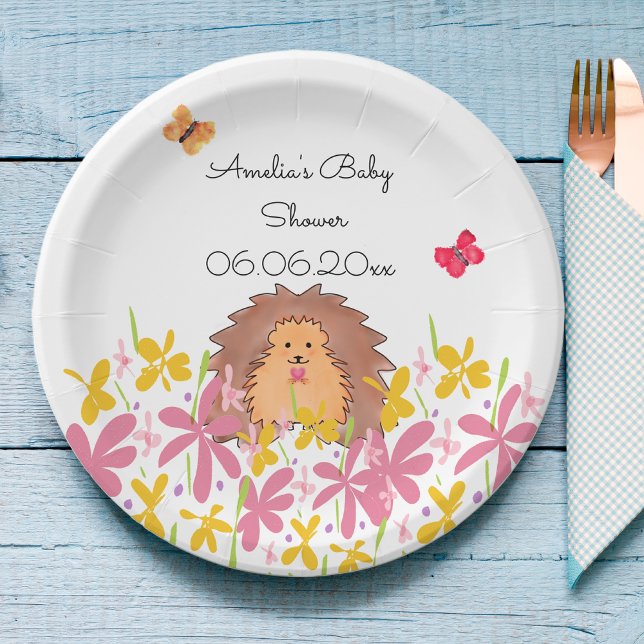 Personalised Cute Hedghog Baby Shower Paper Plate (Creator Uploaded)