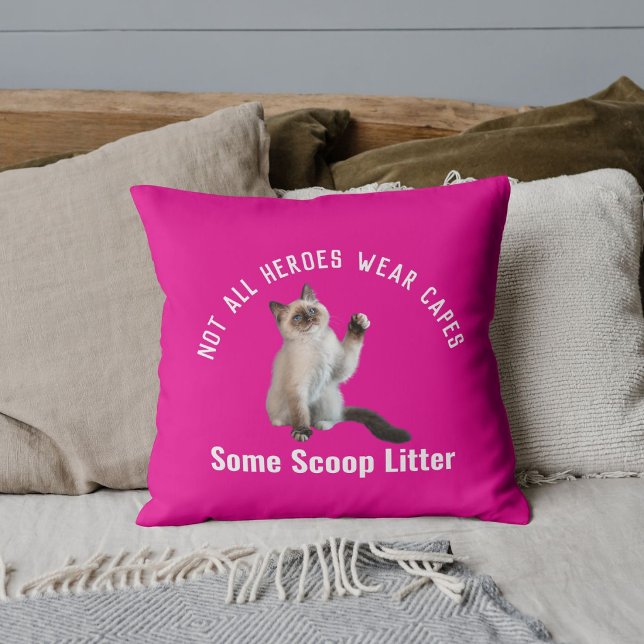 Personalised Cute Hero Cat Dad Father's Day Funny Cushion (Creator Uploaded)