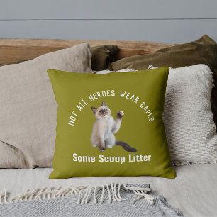 Personalised Cute Hero Cat Dad Father's Day Funny Cushion