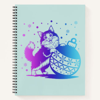 Personalised Cute Holiday cat Spiral Notebook