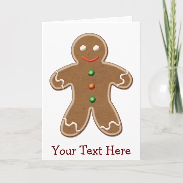 Personalised Cute Holiday Gingerbread Man Card (Front)
