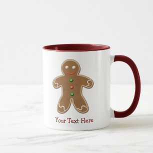 Personalised Cute Holiday Gingerbread Man Mug