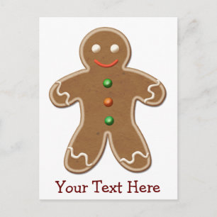 Personalised Cute Holiday Gingerbread Man Postcard