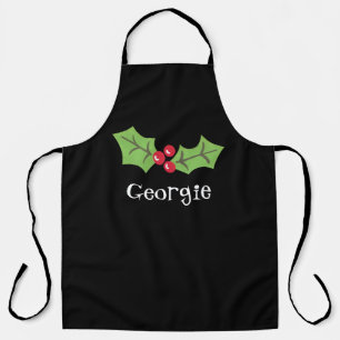 Personalised Cute Holly & Berries Christmas Apron