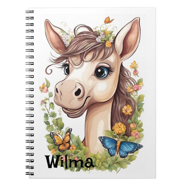 Personalised Cute Horse Head  Notebook (Front)