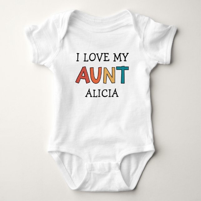 Personalised Cute I Love My Aunt Best Aunt Retro  Baby Bodysuit (Front)