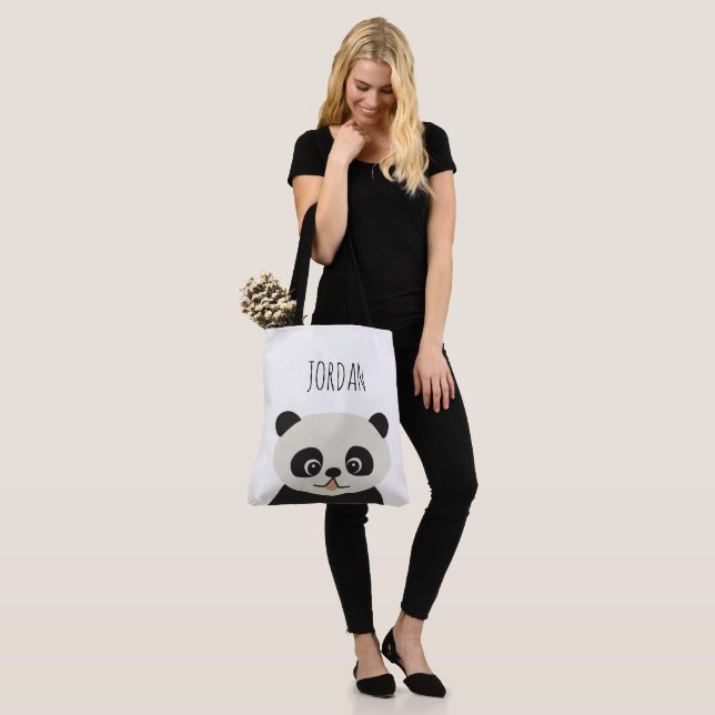 Personalised cute illustration panda bear tote bag (On Model)