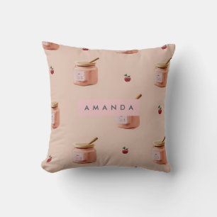 Personalised Cute Jam Jar Pattern Cushion