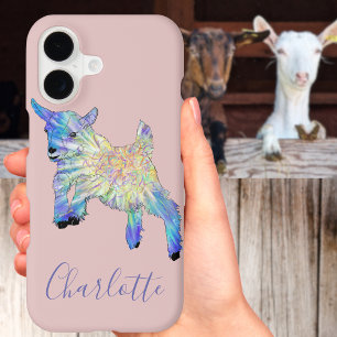 Personalised Cute Jumping Baby Goat Pink