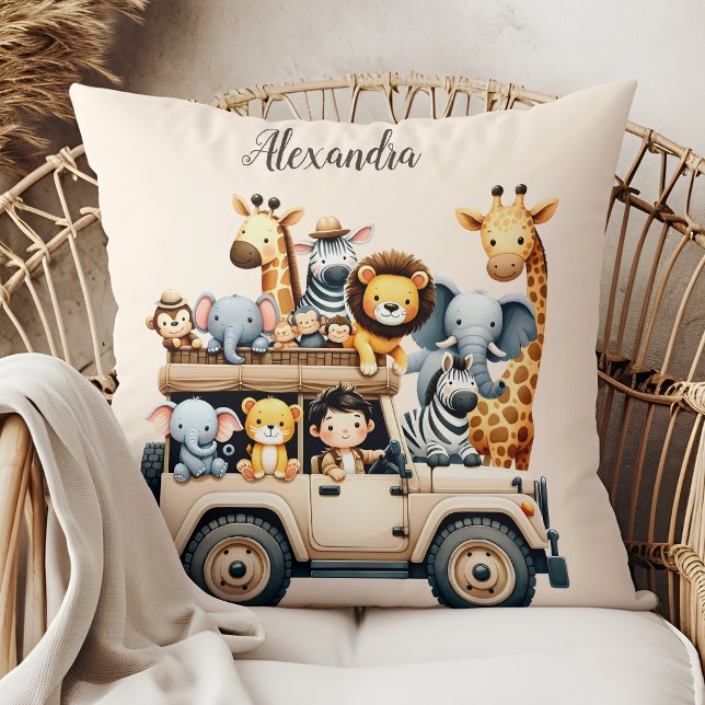 Personalised Cute Jungle Animals Kids  Cushion (Creator Uploaded)