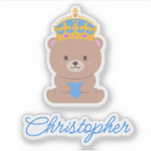 Personalised Cute Kawaii Blue Royal Prince Bear