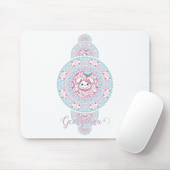 Personalised Cute Kawaii Bunny Ornamental Mandala Mouse Pad (With Mouse)