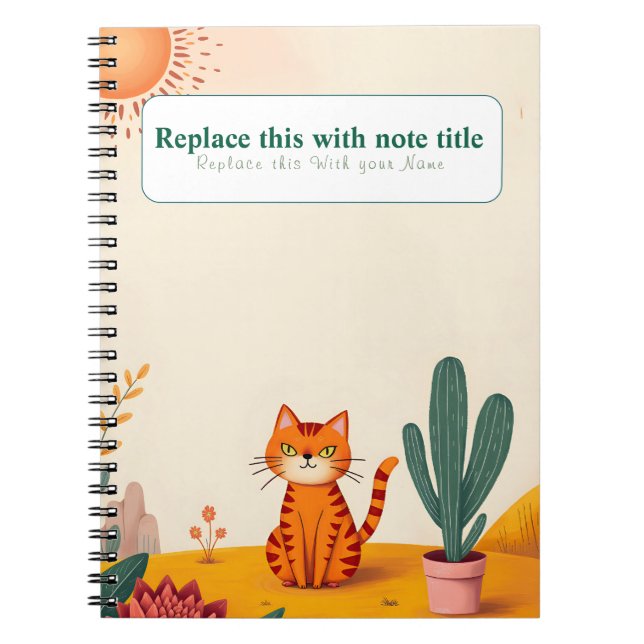 Personalised Cute Kawaii Cat Notebook (Front)