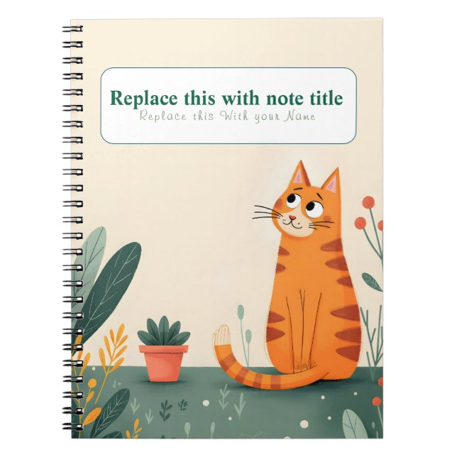 Personalised Cute Kawaii Cat Notebook (Front)