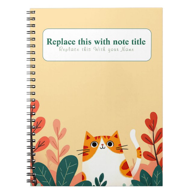 Personalised Cute Kawaii Cat Notebook (Front)