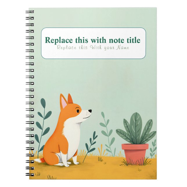 Personalised Cute Kawaii Dog Notebook (Front)