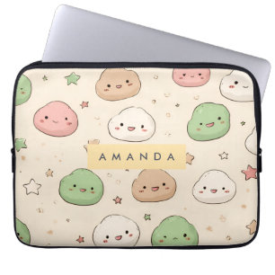 Personalised Cute Kawaii Mochi Pattern Laptop Sleeve