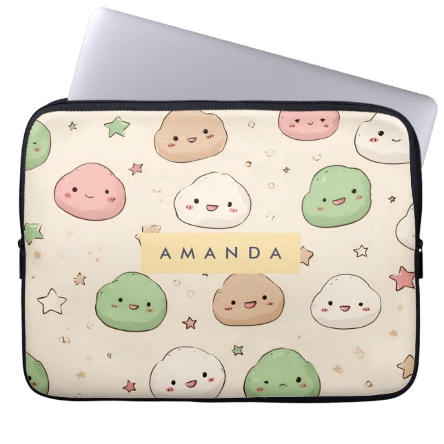 Personalised Cute Kawaii Mochi Pattern Laptop Sleeve (Front)
