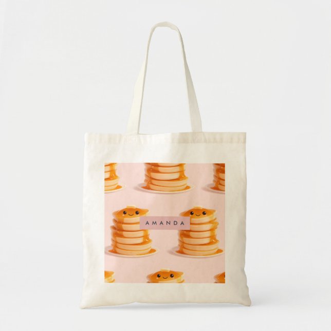 Personalised Cute Kawaii Pancake Stack with Syrup Tote Bag (Front)
