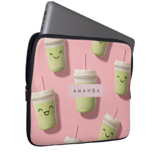 Personalised Cute Kawaii Pastel Smoothie Matcha Laptop Sleeve