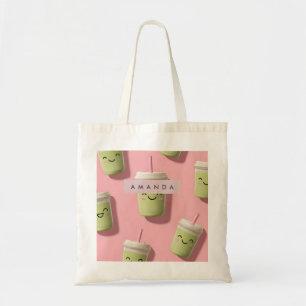 Personalised Cute Kawaii Pastel Smoothie Matcha Tote Bag
