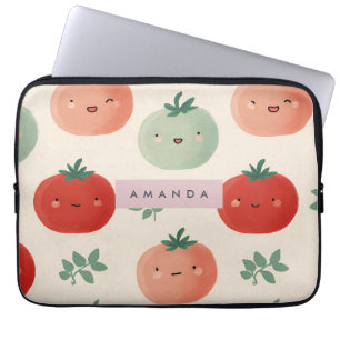Personalised Cute Kawaii Pastel Tomato Faces  Laptop Sleeve
