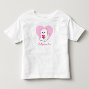 Personalised Cute Kawaii Pink Heart Cat Name Toddler T-Shirt