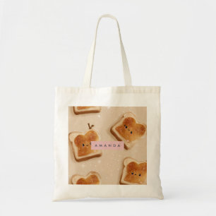 Personalised Cute Kawaii Toast Pattern Tote Bag