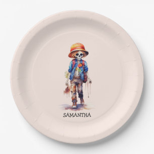 Personalised Cute Kid Zombie Halloween (2) Paper Plate