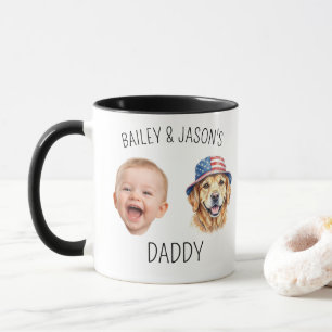 Personalised Cute Kids Baby Face 2 Photo For Dad Mug