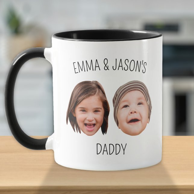 Personalised Cute Kids Baby Face 2 Photo For Dad Mug (Creator Uploaded)