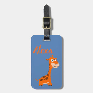 Personalised Cute Kids Giraffe Jungle luggage tag