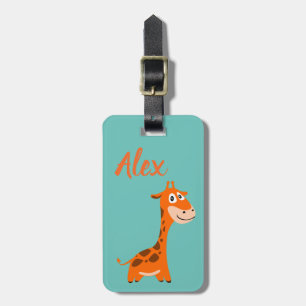 Personalised Cute Kids Giraffe Jungle luggage tag
